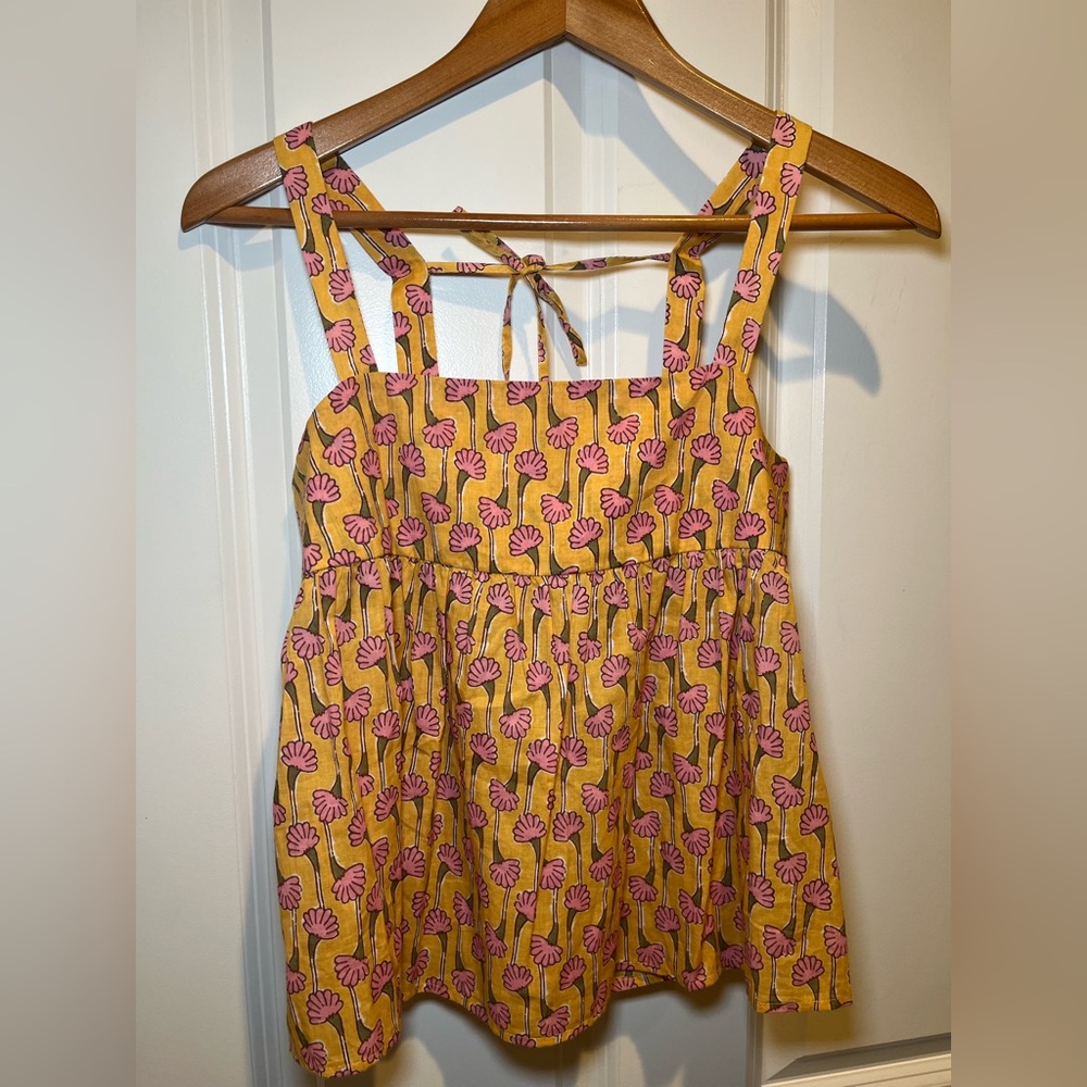 NWT Ciao Lucia Yellow and Pink Floral Print Top 100% Cotton Size Small